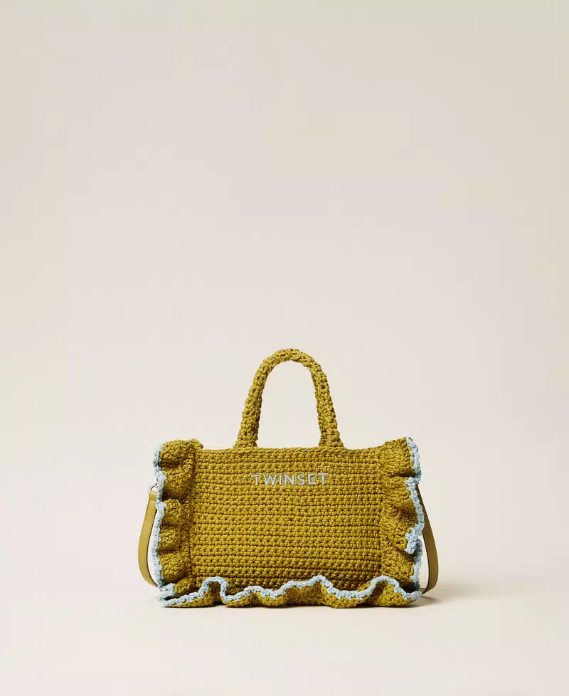 SZYDEŁKOWA PISTACJOWA TOREBKA Z FALBANĄ TWINSET