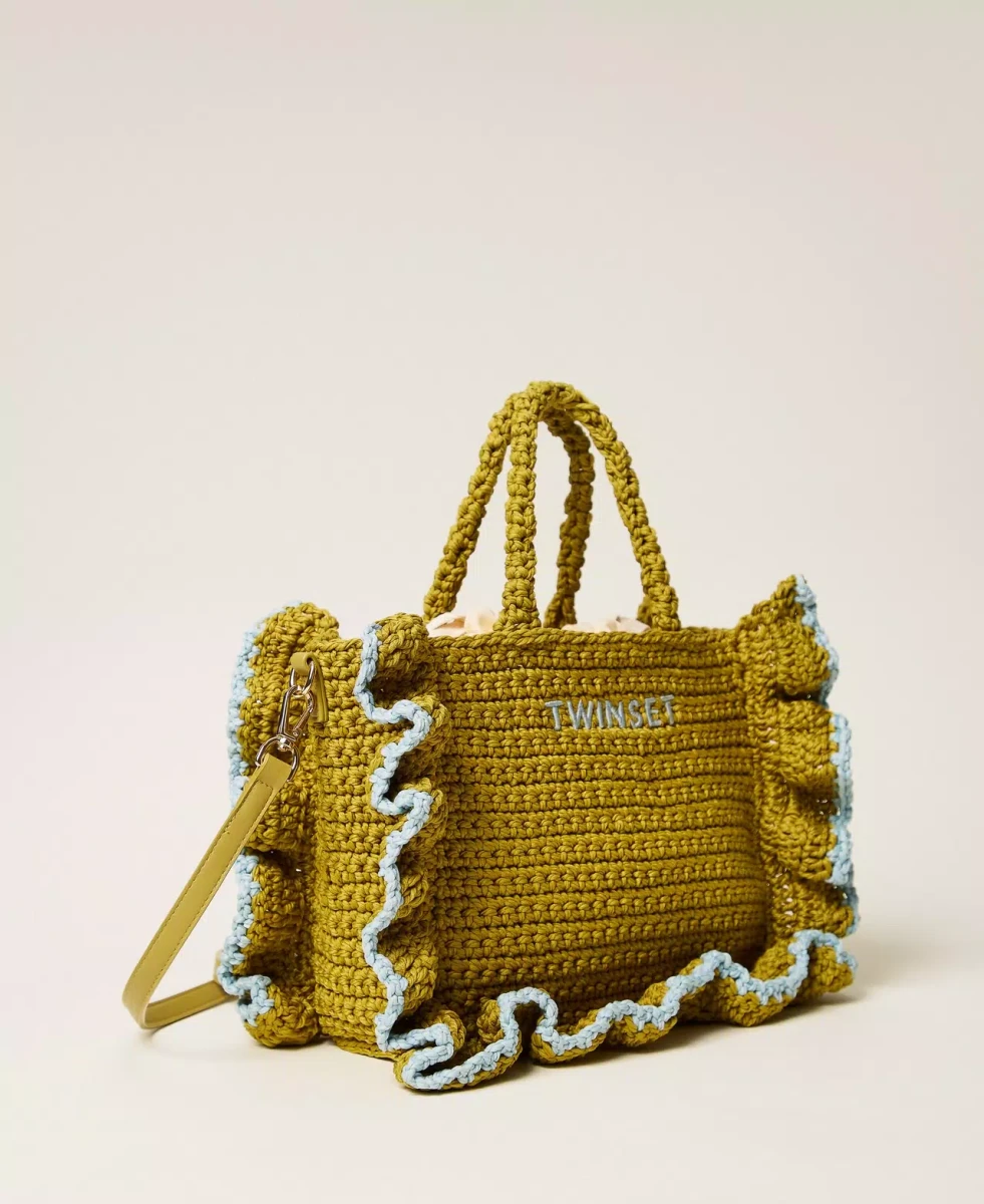 SZYDEŁKOWA PISTACJOWA TOREBKA Z FALBANĄ TWINSET