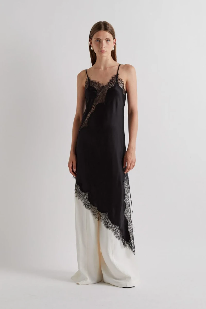 CZARNA SUKIENKA Z KORONKĄ JEDWAB MEIMEIJ GDYNIA