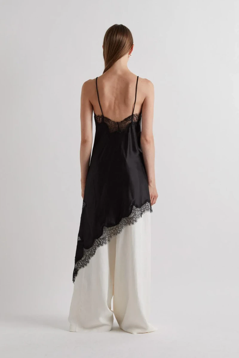 CZARNA SUKIENKA Z KORONKĄ JEDWAB MEIMEIJ GDYNIA