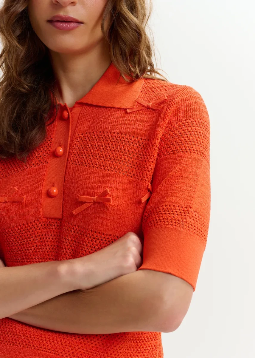 POMARAŃCZOWA DZIERGANA POLÓWKA Z KOKARDKAMI ESSENTIEL ANTWERP