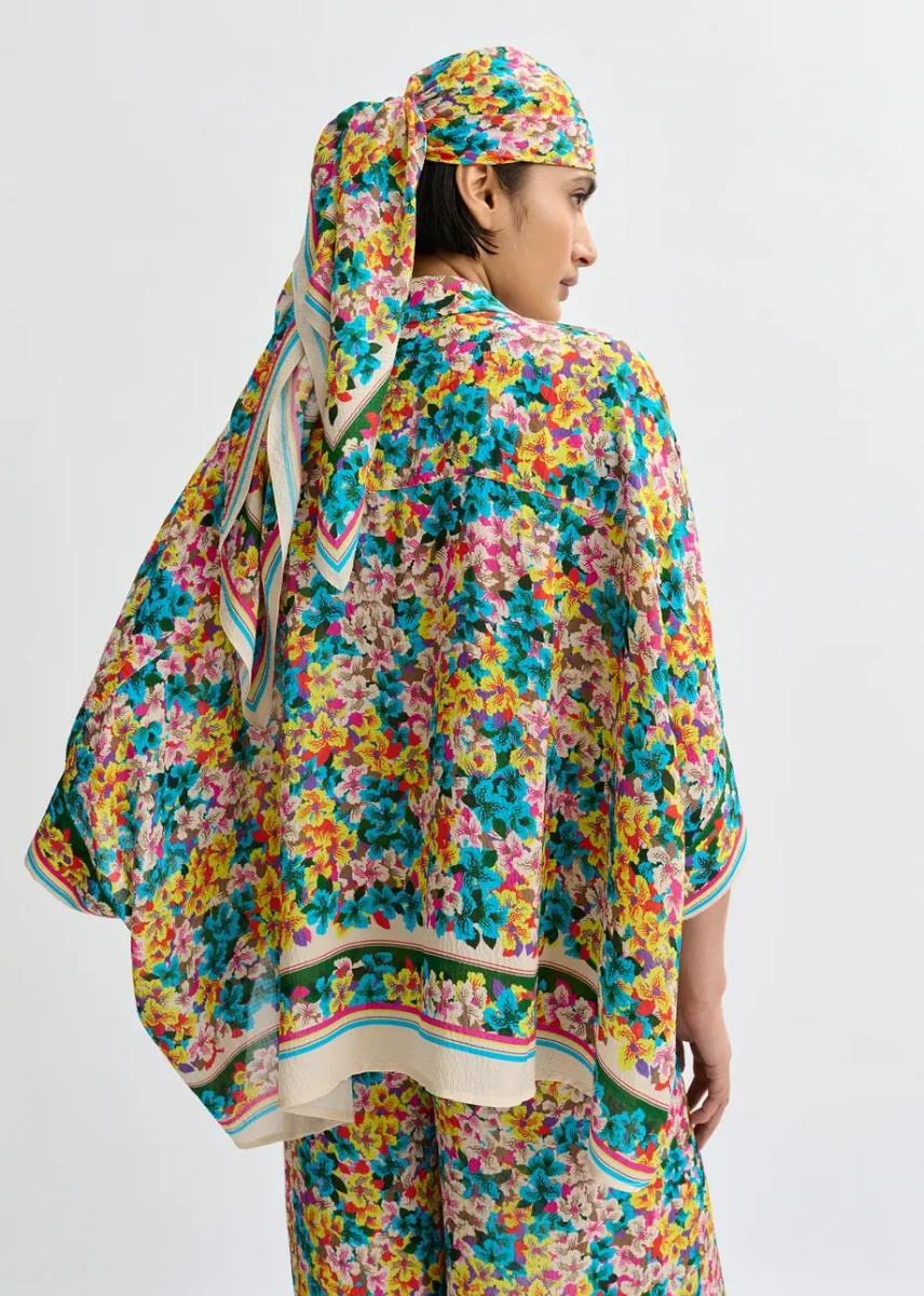 OVERSIZOWA WZORZYSTA BLUZKA Z JEDWABIEM ESSENTIEL ANTWERP