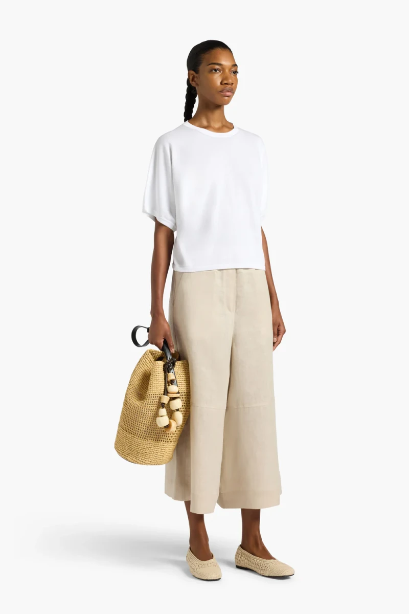 BIAŁY DZIERGANY T-SHIRT LIVIANA CONTI