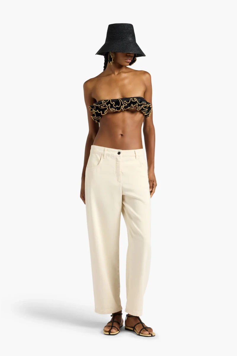 KREMOWE JEANSY O KLASYCZNYM KROJU LIVIANA CONTI