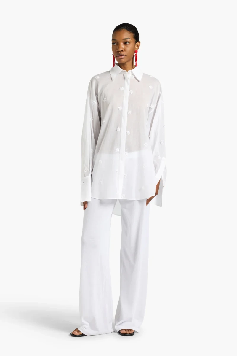 MUŚLINOWA KOSZULA Z APLIKACJAMI KWIATOWYMI LIVIANA CONTI