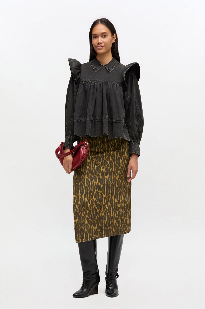 CZARNA BLUZKA Z FALBANAMI GANNI