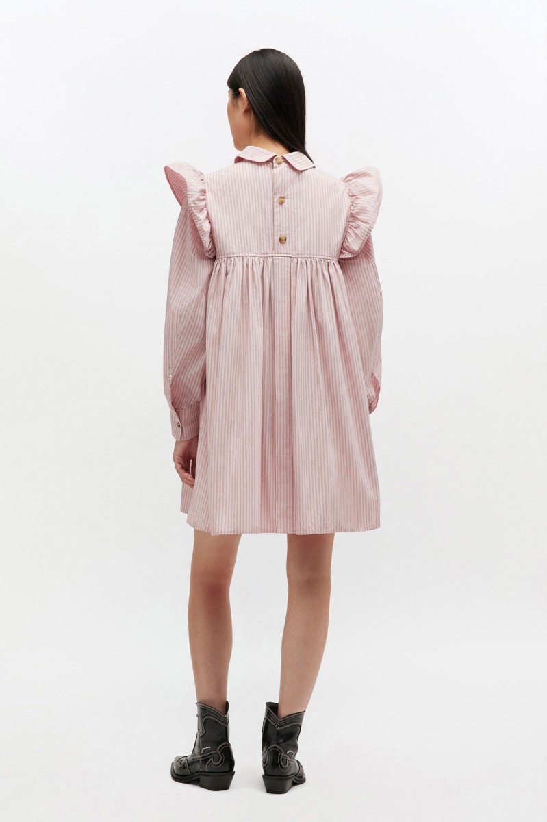 RÓŻOWA SUKIENKA MINI Z FALBANAMI GANNI