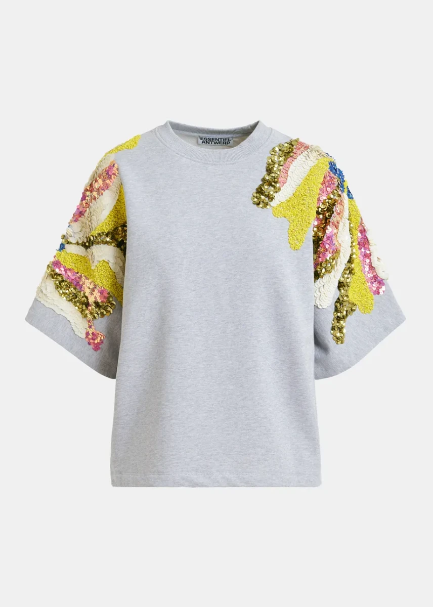 SZARA BLUZA Z CEKINAMI ESSENTIEL ANTWERP