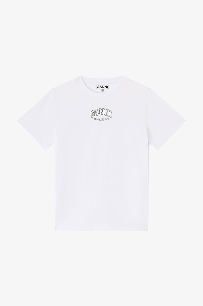 BIAŁY T-SHIRT GANNI