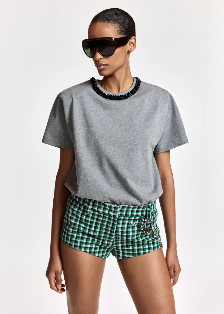 BAWEŁNIANY T-SHIRT Z PODUSZKAMI NA RAMIONACH ESSENTIEL ANTWERP