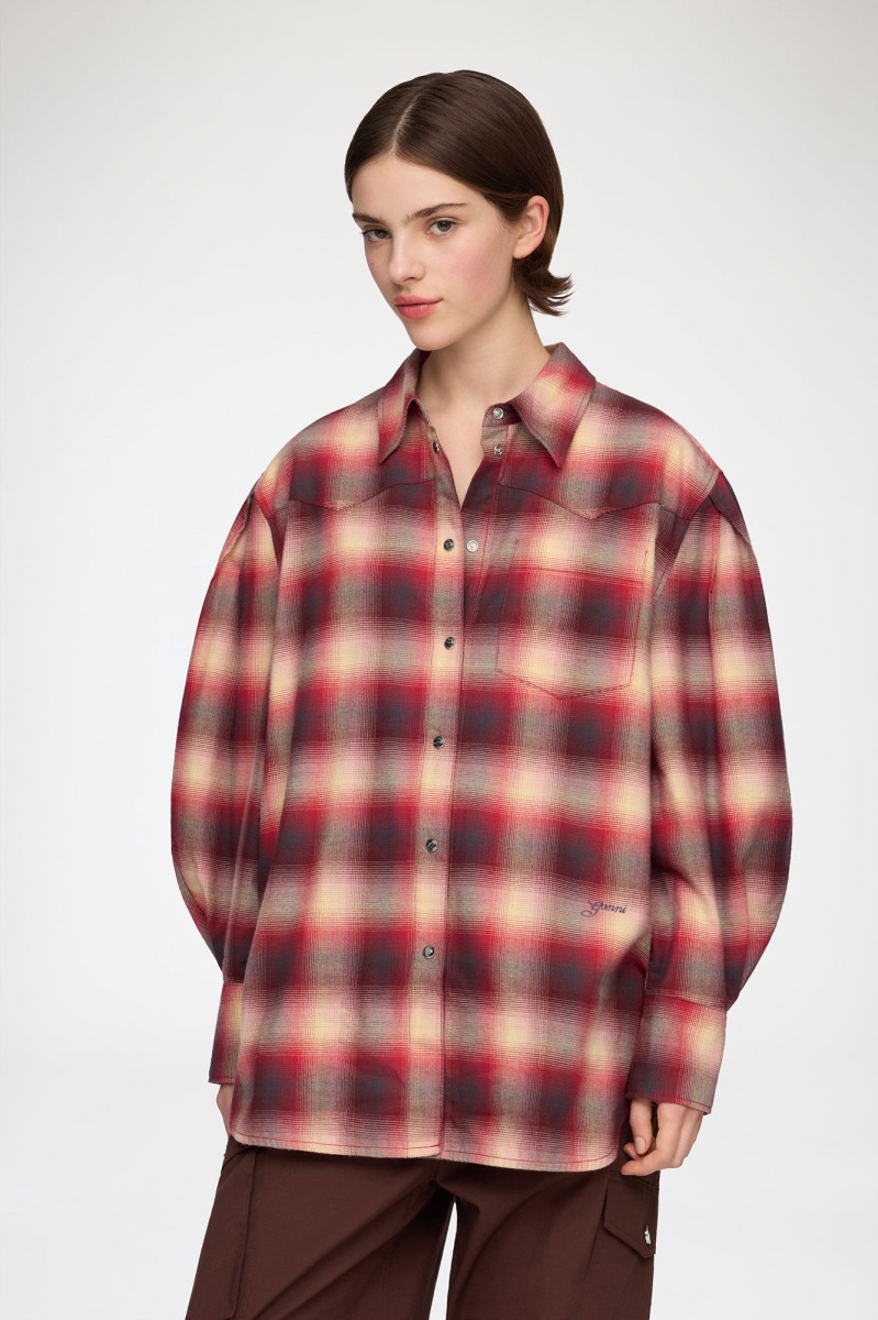 FLANELOWA KOSZULA W KRATĘ OVERSIZE GANNI