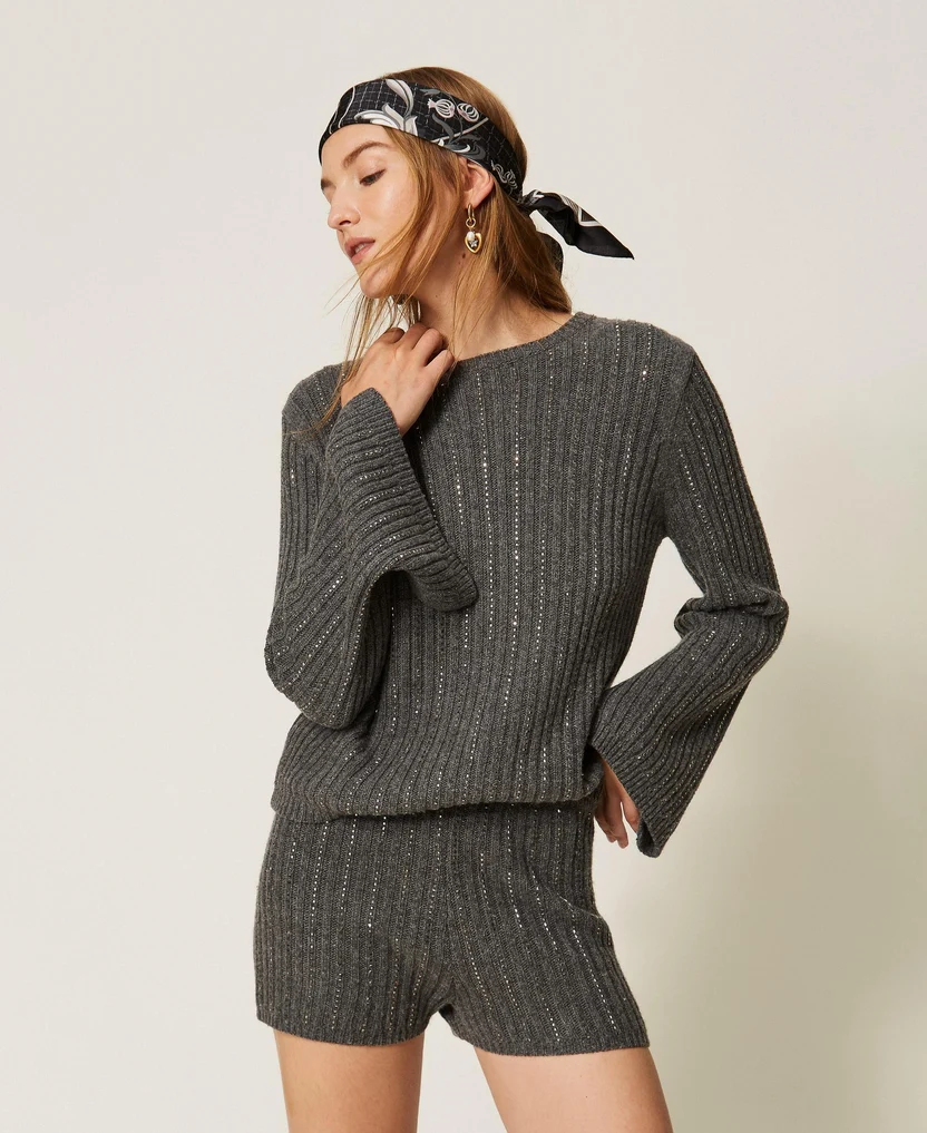 SZARY SWETER Z CYRKONIAMI TWINSET