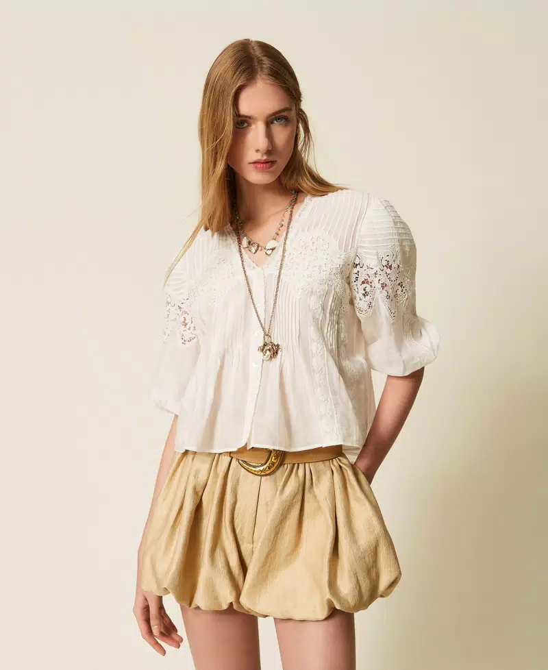 MUŚLINOWA KOSZULA Z KORONKĄ TWINSET