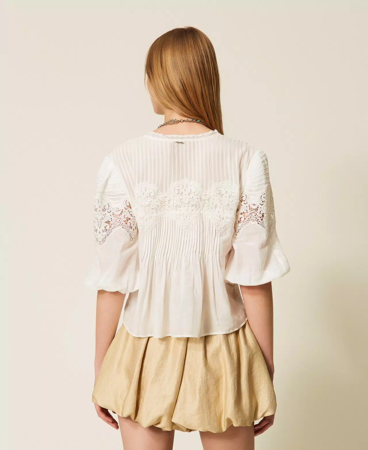 MUŚLINOWA KOSZULA Z KORONKĄ TWINSET