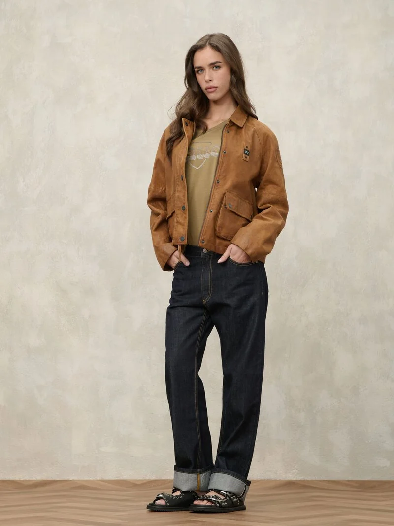 KURTKA SKÓRZANY ZAMSZ BLAUER wiosna lato gdynia