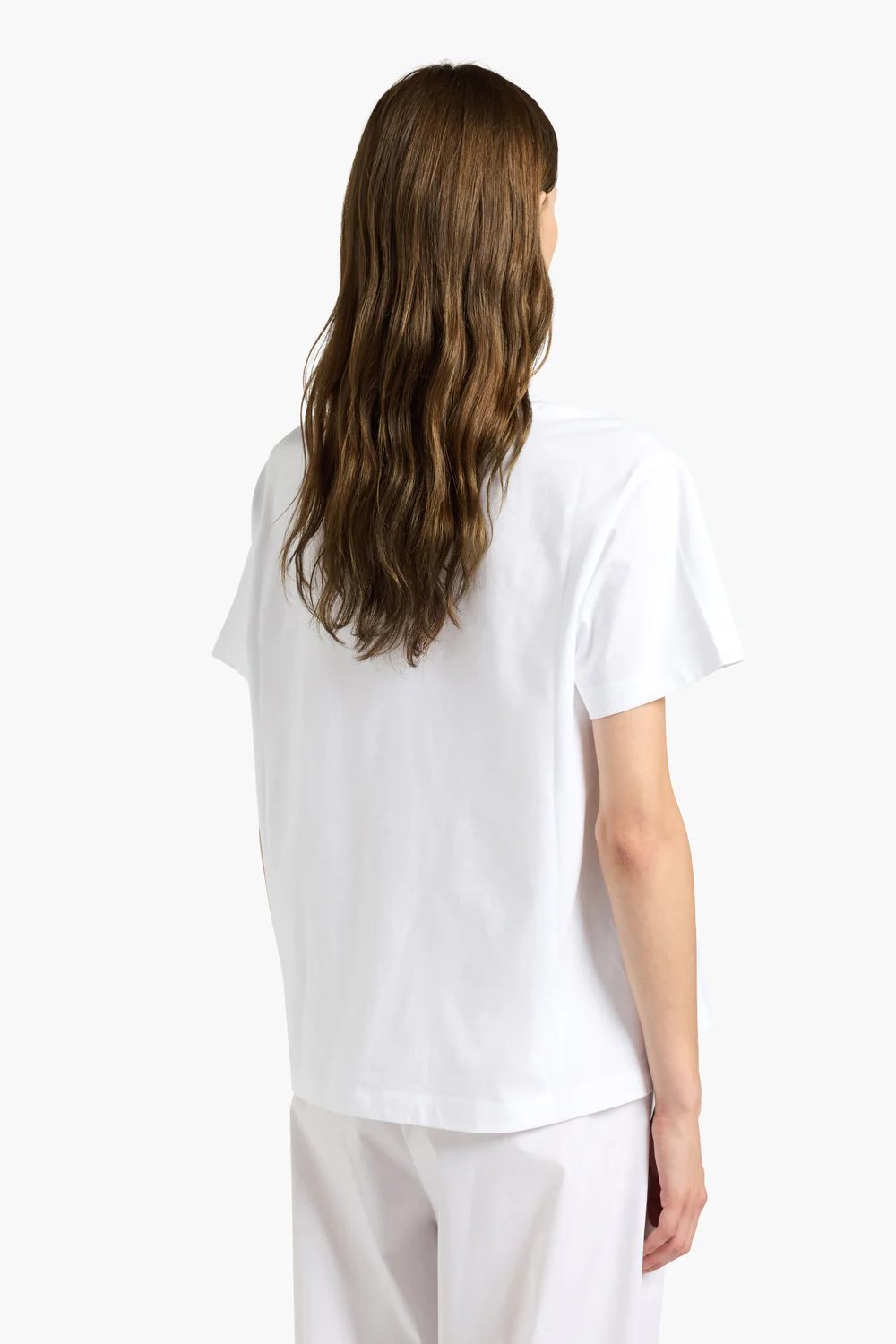 BIAŁY BAWEŁNIANY T-SHIRT Z NADRUKIEM LIVIANA CONTI