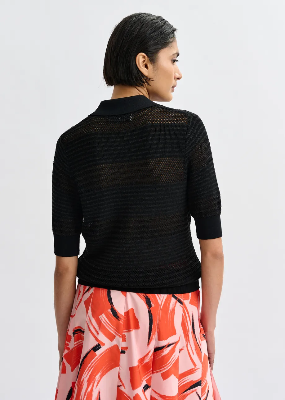 CZARNA DZIERGANA POLÓWKA Z KOKARDKAMI ESSENTIEL ANTWERP