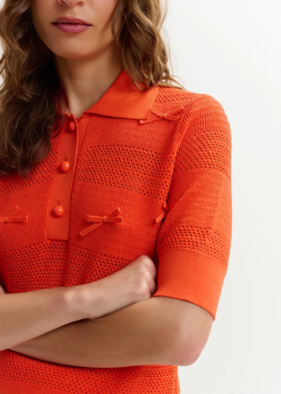 POMARAŃCZOWA DZIERGANA POLÓWKA Z KOKARDKAMI ESSENTIEL ANTWERP