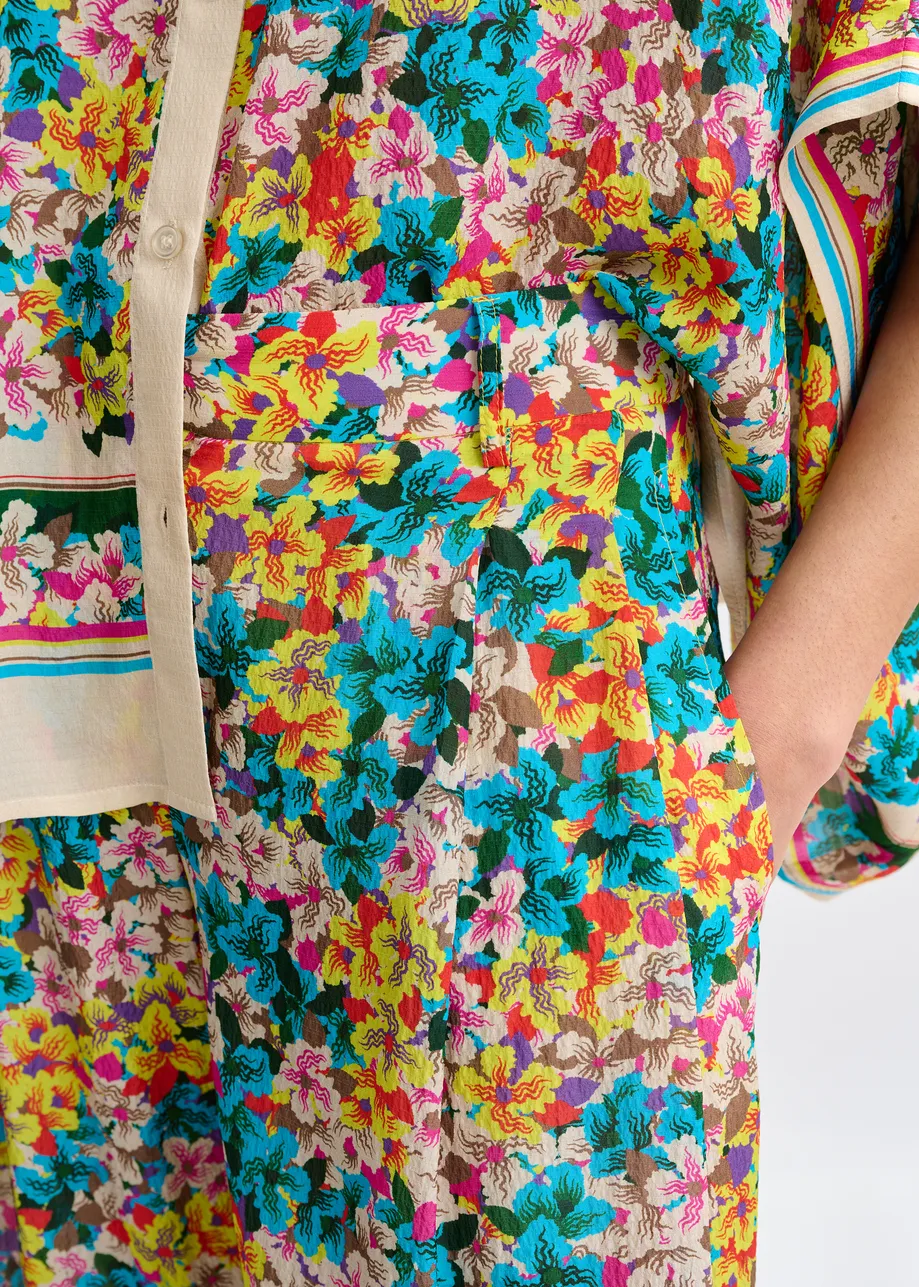 WZORZYSTE SZEROKIE SPODNIE Z JEDWABIEM ESSENTIEL ANTWERP