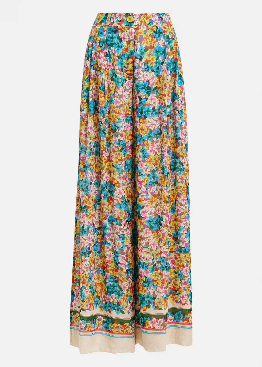 WZORZYSTE SZEROKIE SPODNIE Z JEDWABIEM ESSENTIEL ANTWERP