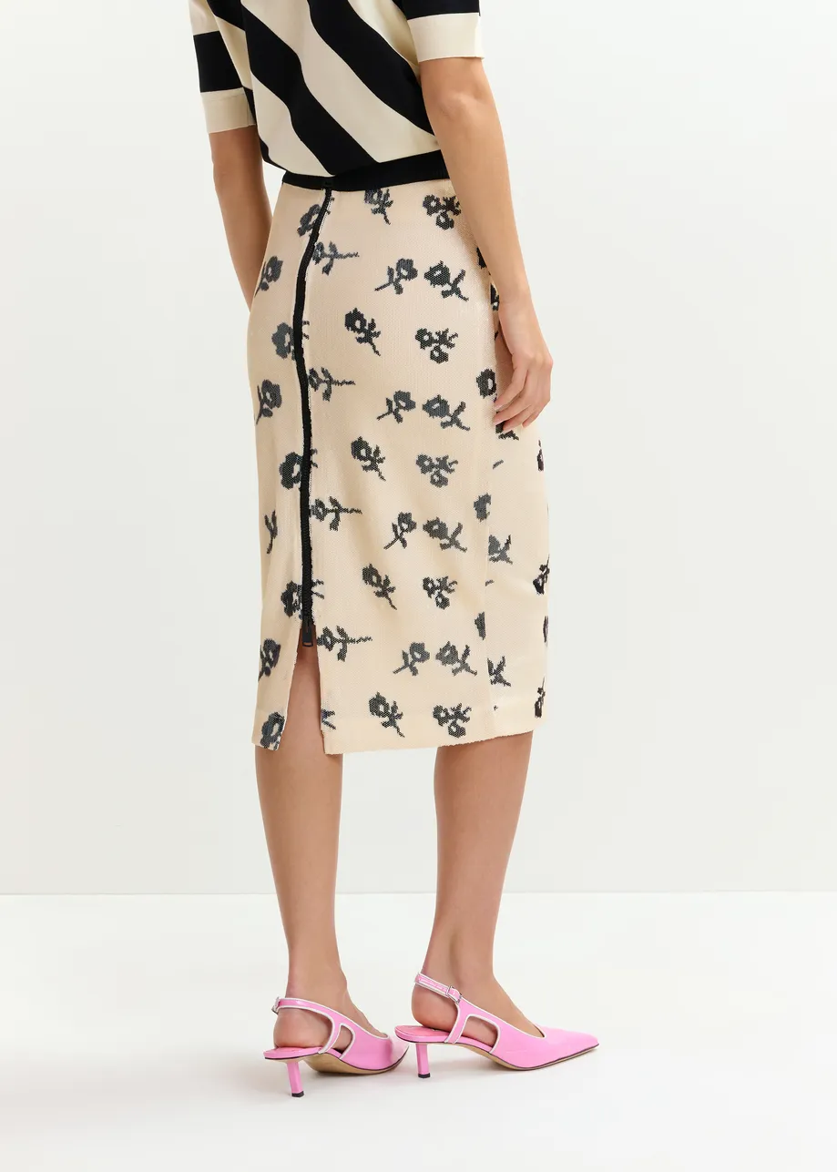 CEKINOWA SPÓDNICA MIDI W KWIATY ESSENTIEL ANTWERP