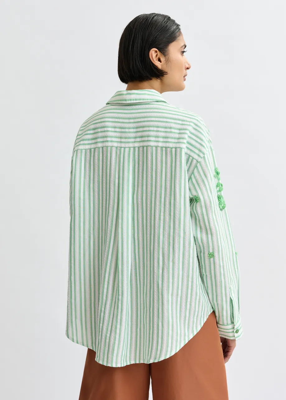 ZIELONA KOSZULA W PASKI Z CEKINAMI ESSENTIEL ANTWERP