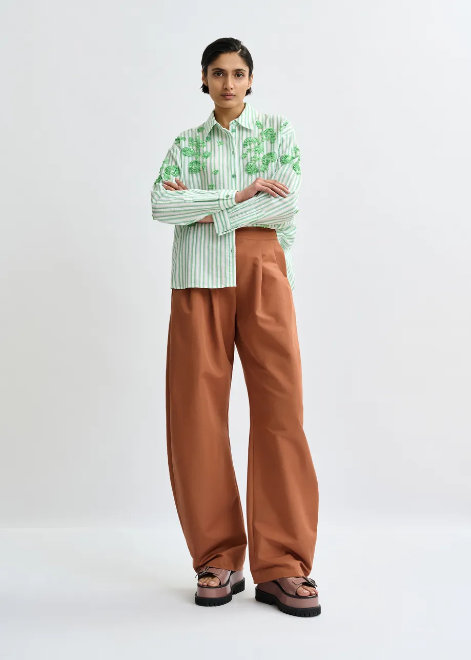 ZIELONA KOSZULA W PASKI Z CEKINAMI ESSENTIEL ANTWERP