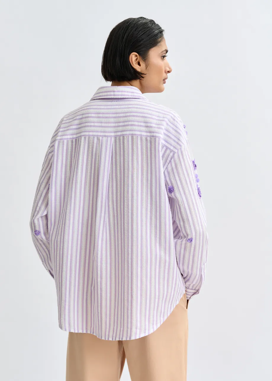 FIOLETOWA KOSZULA W PASKI Z CEKINAMI ESSENTIEL ANTWERP