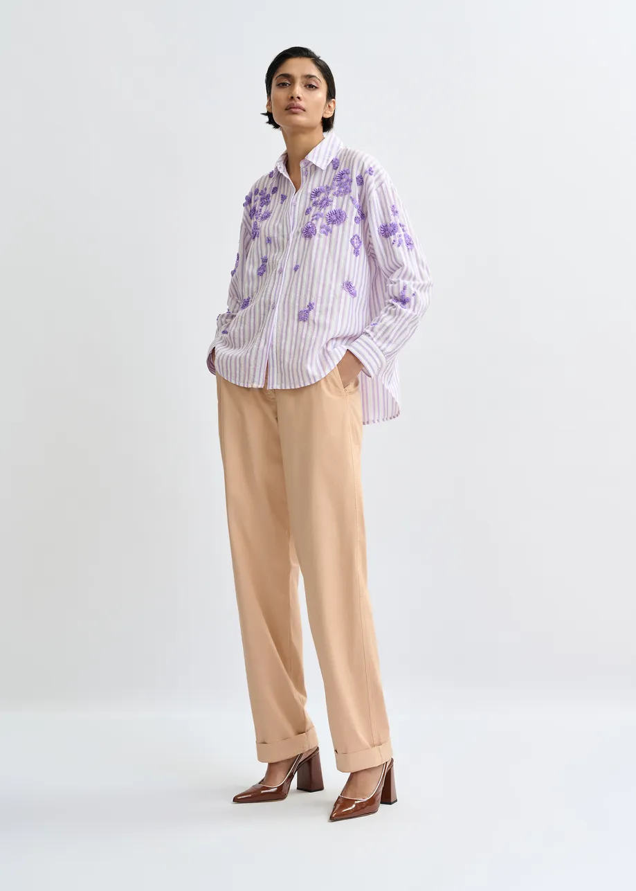 FIOLETOWA KOSZULA W PASKI Z CEKINAMI ESSENTIEL ANTWERP