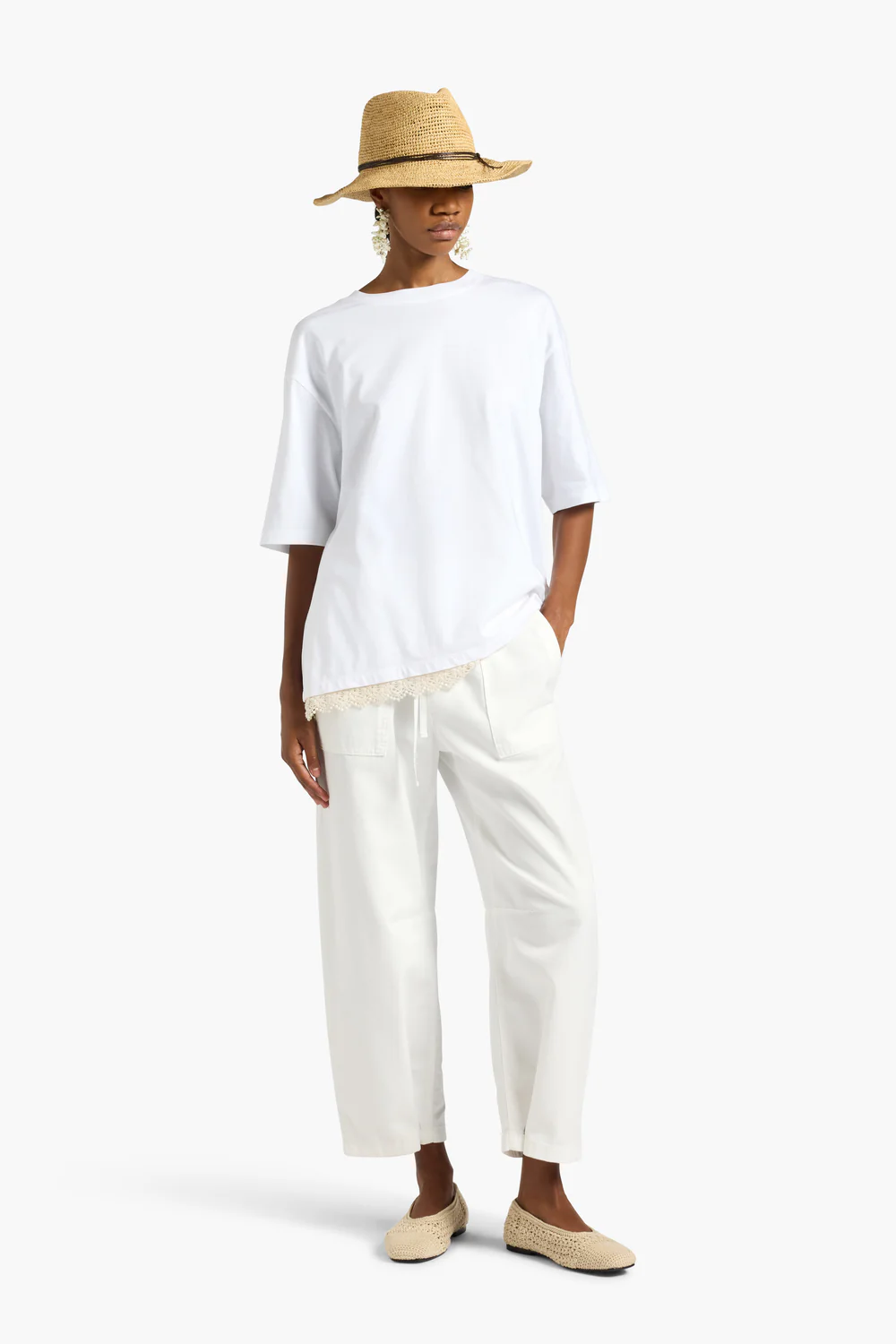 T-SHIRT OVERSIZE Z KORONKĄ LIVIANA CONTI