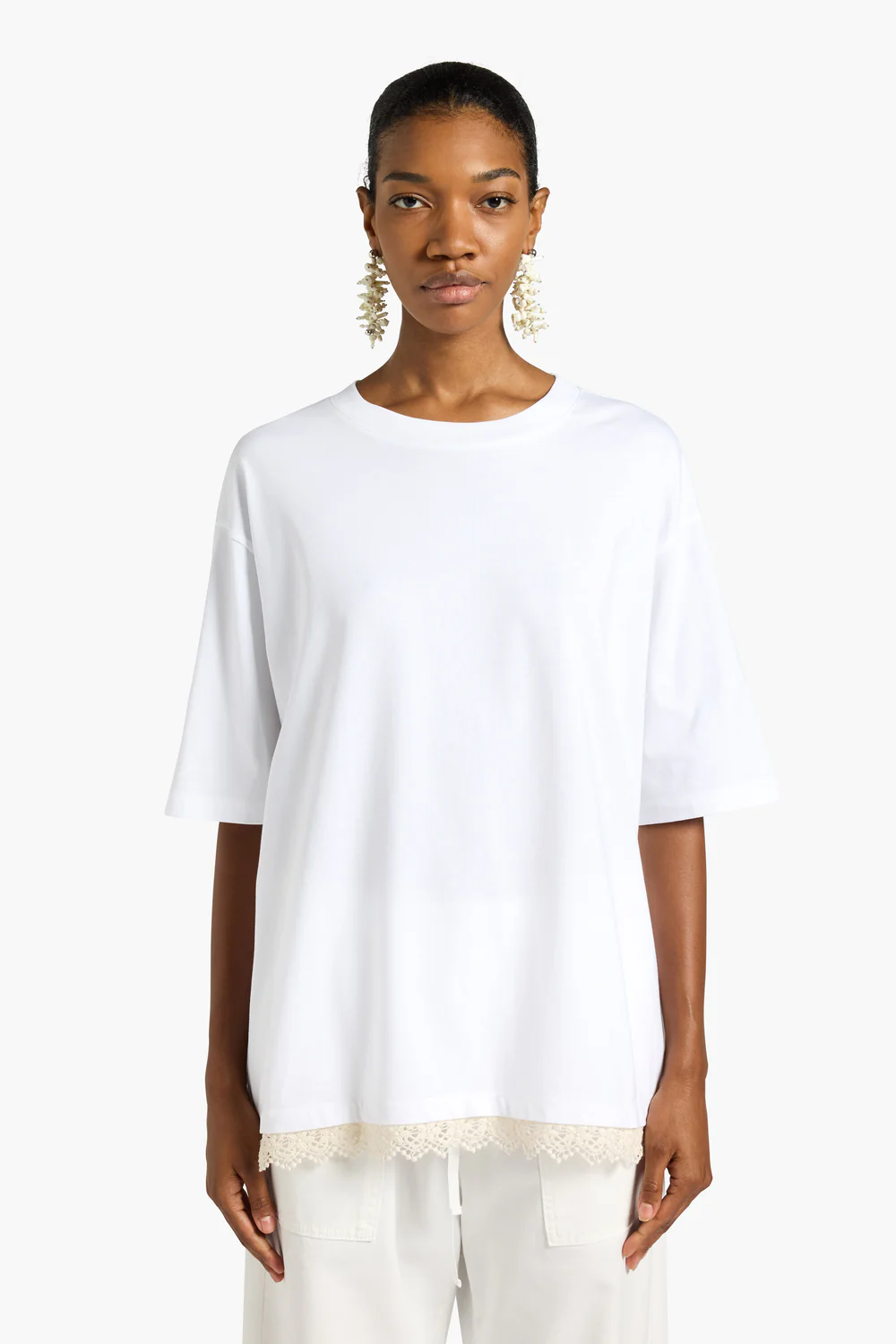 T-SHIRT OVERSIZE Z KORONKĄ LIVIANA CONTI