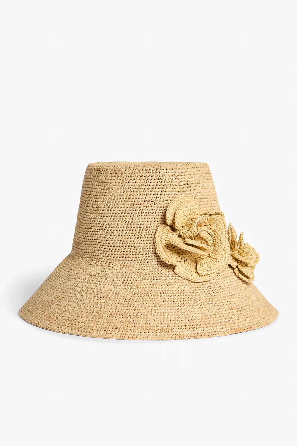 BEŻOWY PLECIONY KAPELUSZ Z KWIATEM LIVIANA CONTI
