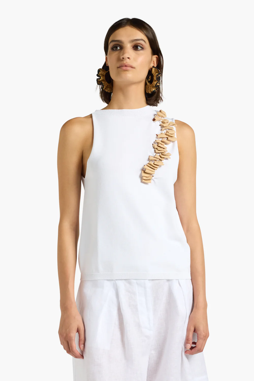 BIAŁY TOP Z MARSZCZENIAMI LIVIANA CONTI