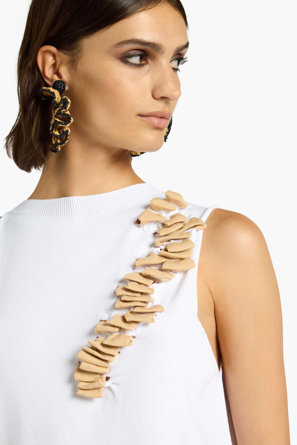 BIAŁY TOP Z MARSZCZENIAMI LIVIANA CONTI