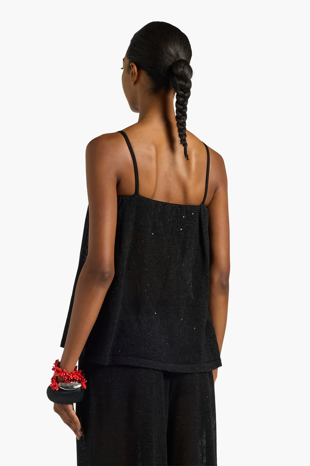 CZARNY LUŹNY TOP Z CEKINAMI LIVIANA CONTI