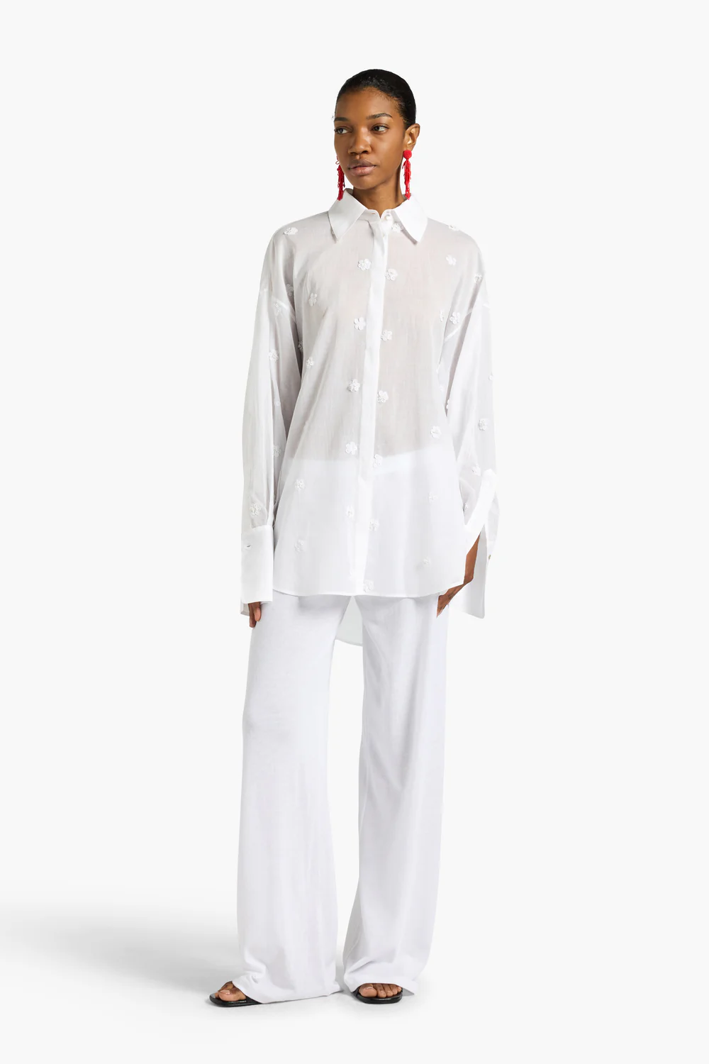 MUŚLINOWA KOSZULA Z APLIKACJAMI KWIATOWYMI LIVIANA CONTI