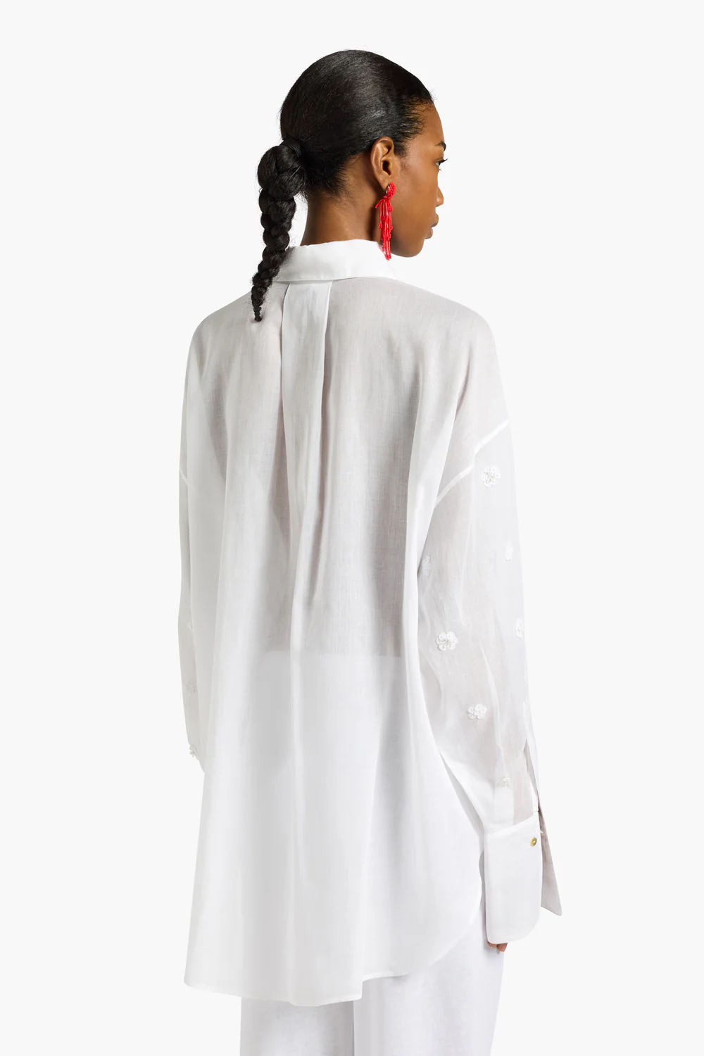 MUŚLINOWA KOSZULA Z APLIKACJAMI KWIATOWYMI LIVIANA CONTI