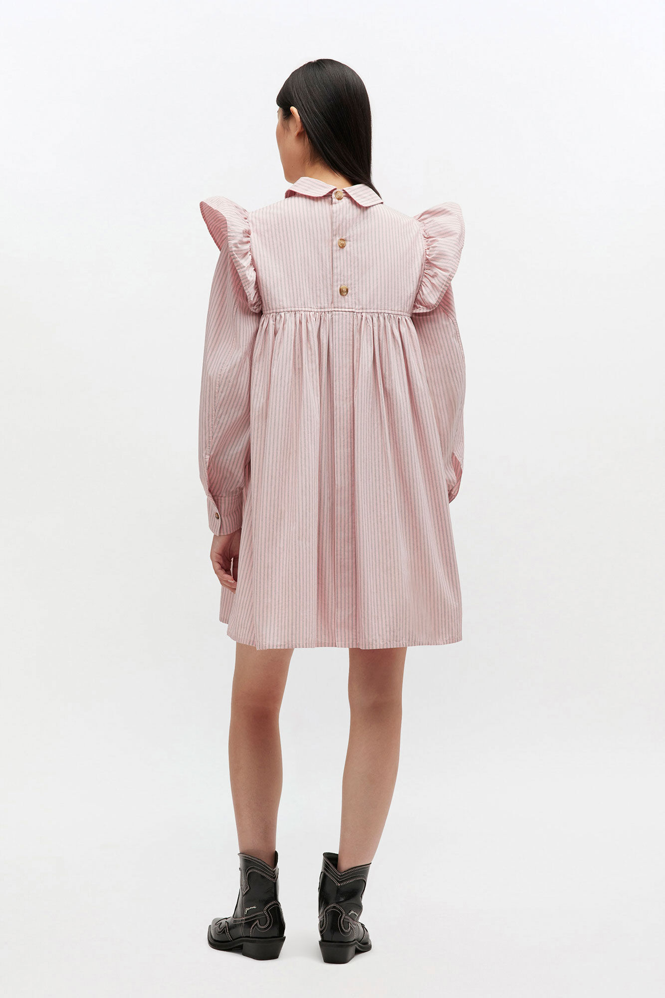 RÓŻOWA SUKIENKA MINI Z FALBANAMI GANNI