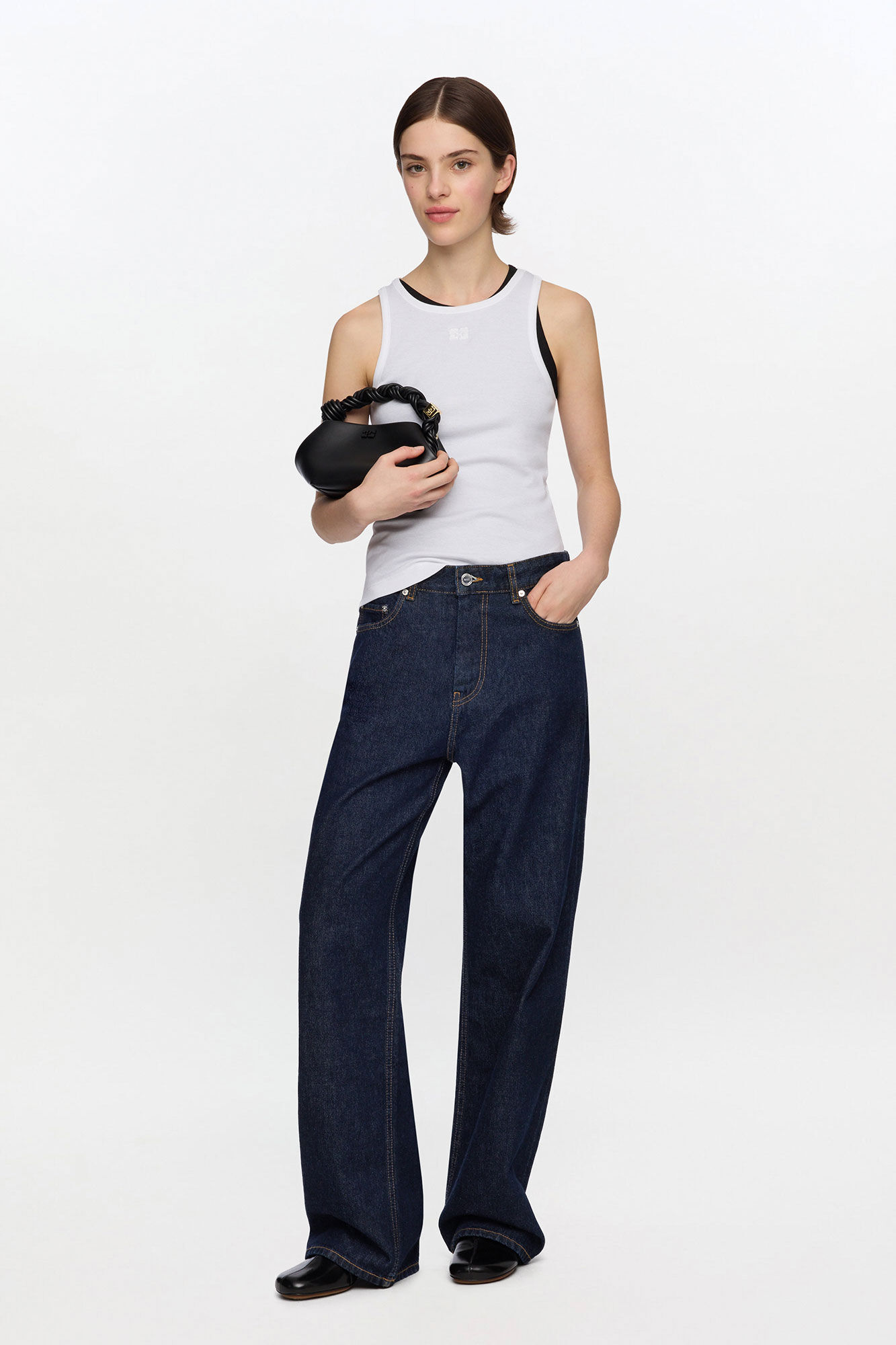 BIAŁA BAWEŁNIANA PODKOSZULKA GANNI