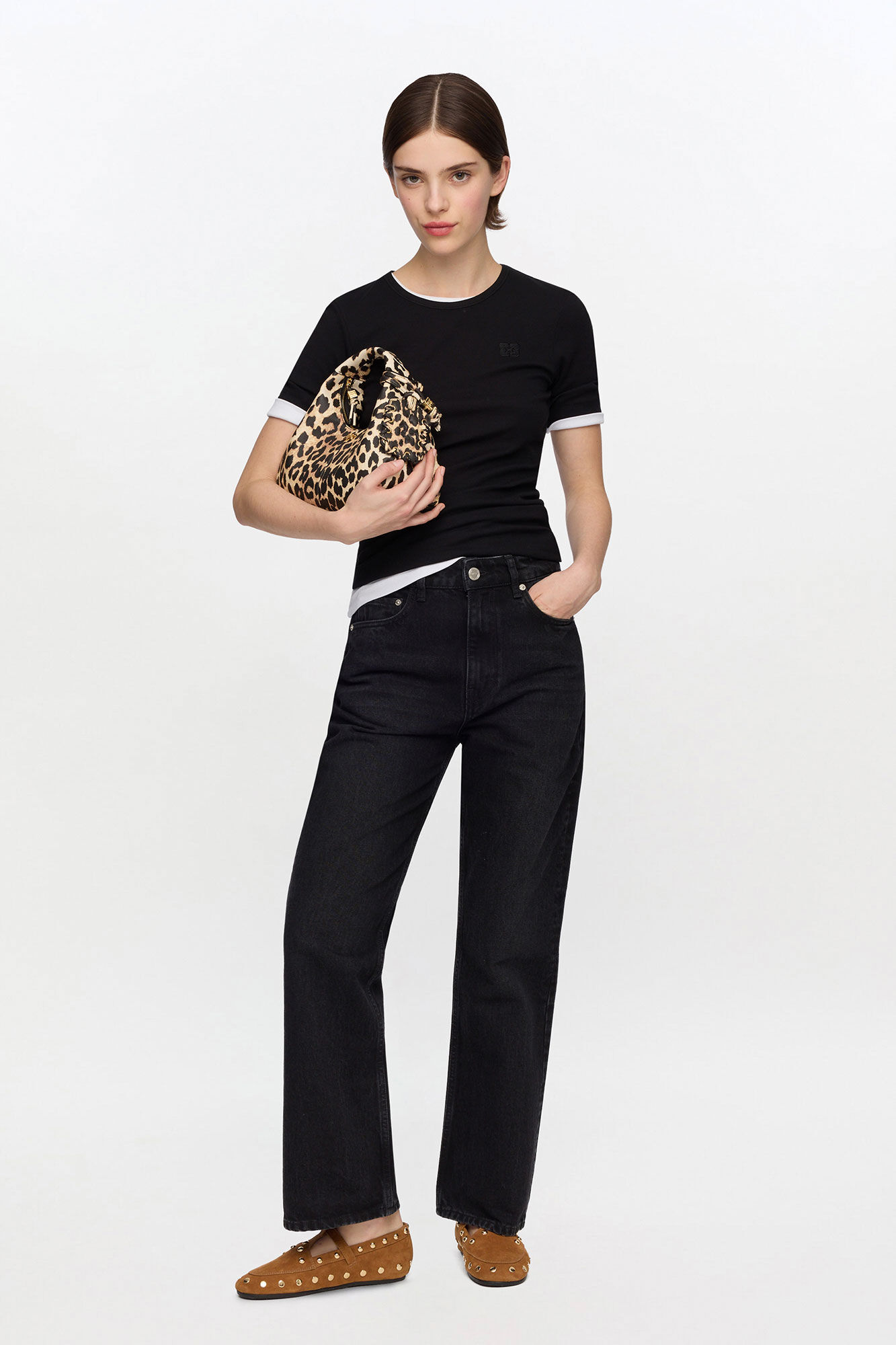 CZARNA BAWEŁNIANA KOSZULKA GANNI