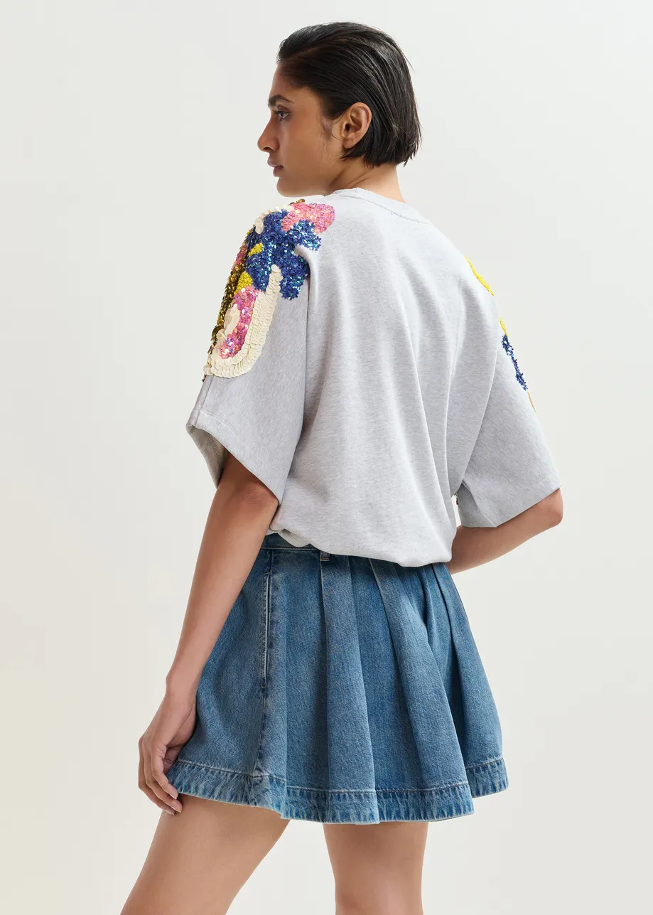 SZARA BLUZA Z CEKINAMI ESSENTIEL ANTWERP