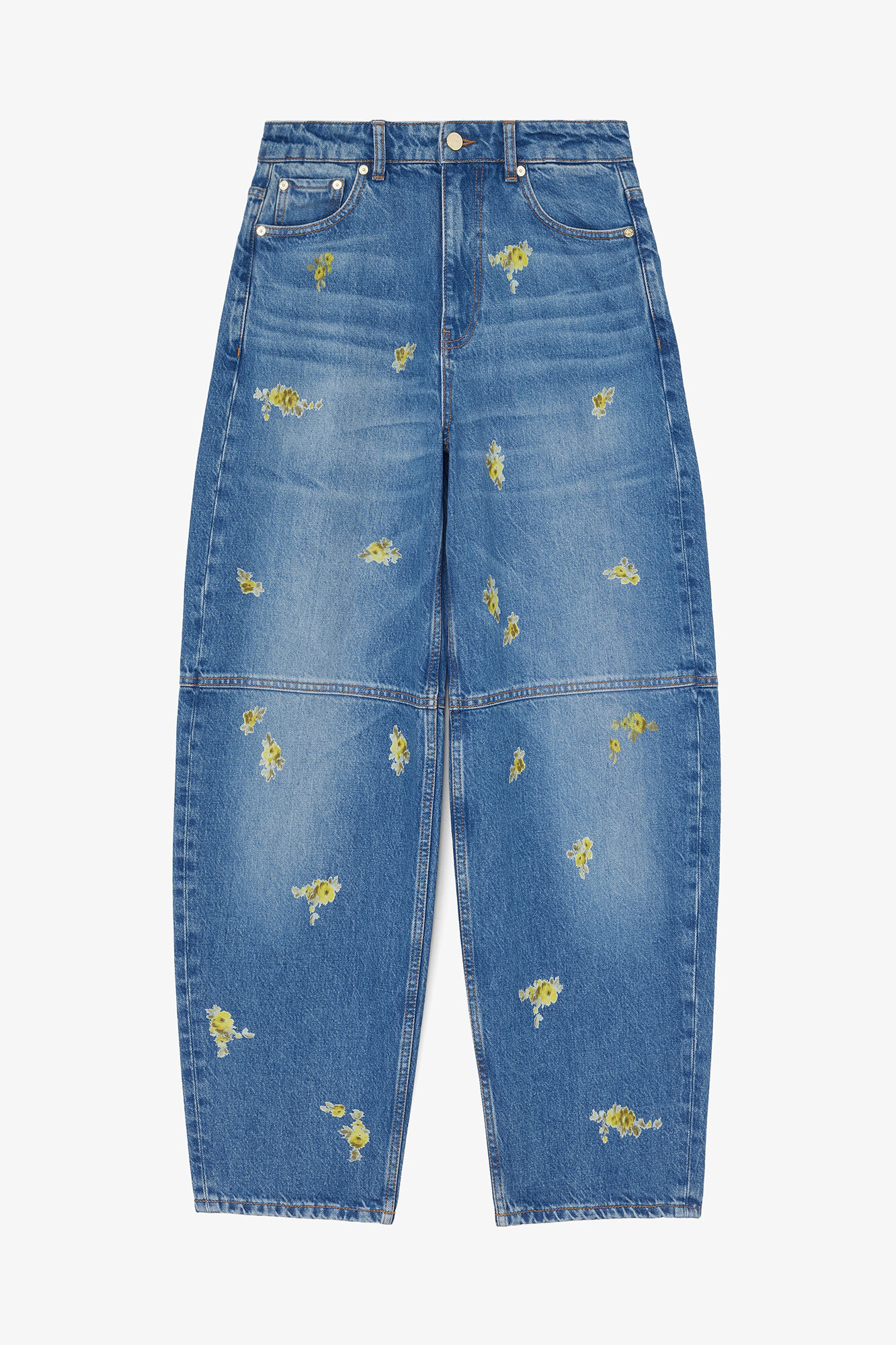 JEANSY BOYFRIEND Z KWIATOWYM NADRUKIEM VINTAGE DENIM GANNI