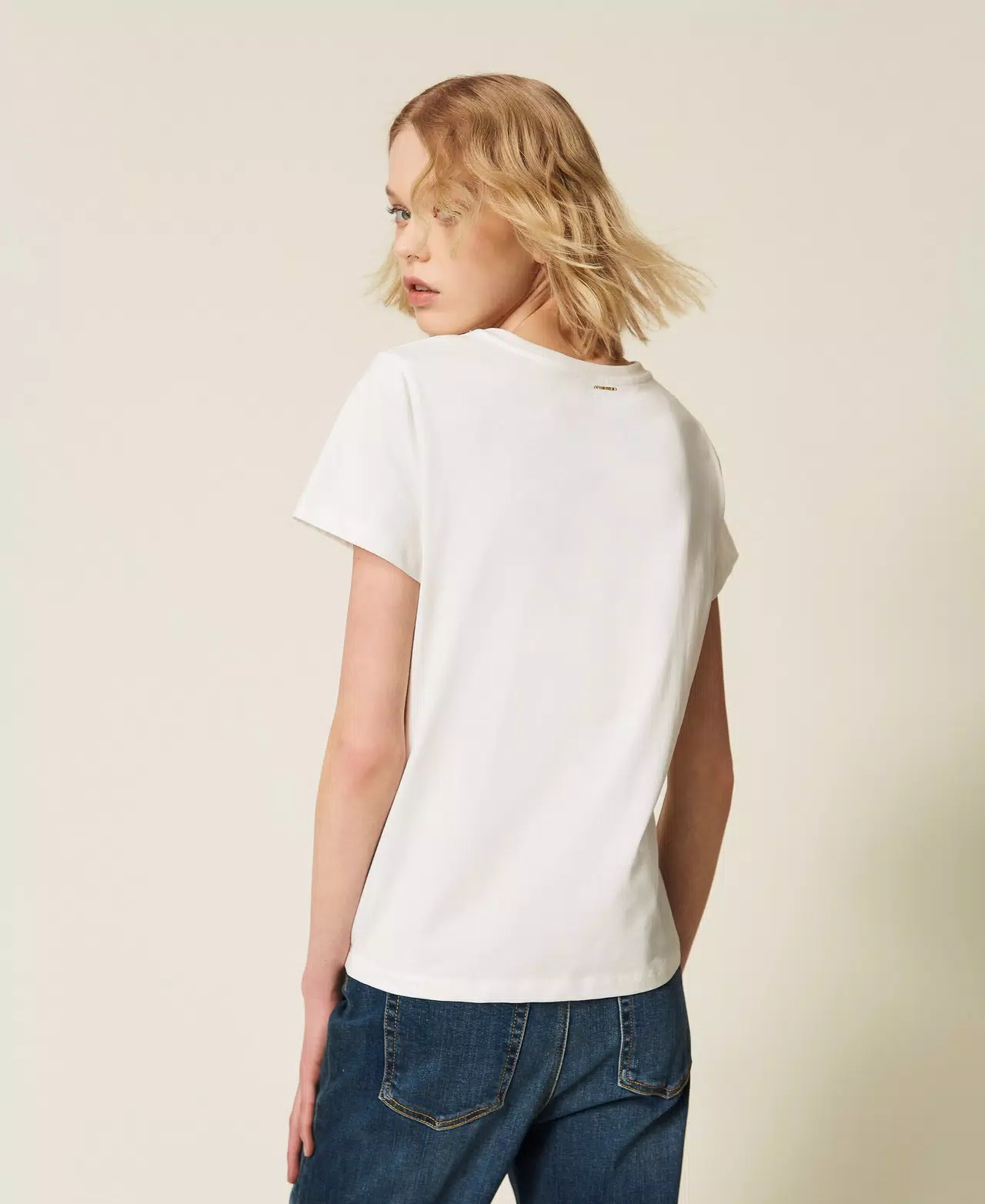 BAWEŁNIANY T-SHIRT Z NADRUKIEM TWINSET