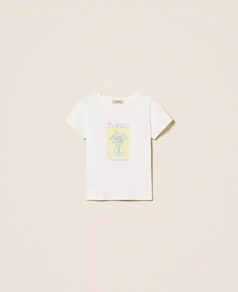 BAWEŁNIANY T-SHIRT Z NADRUKIEM TWINSET