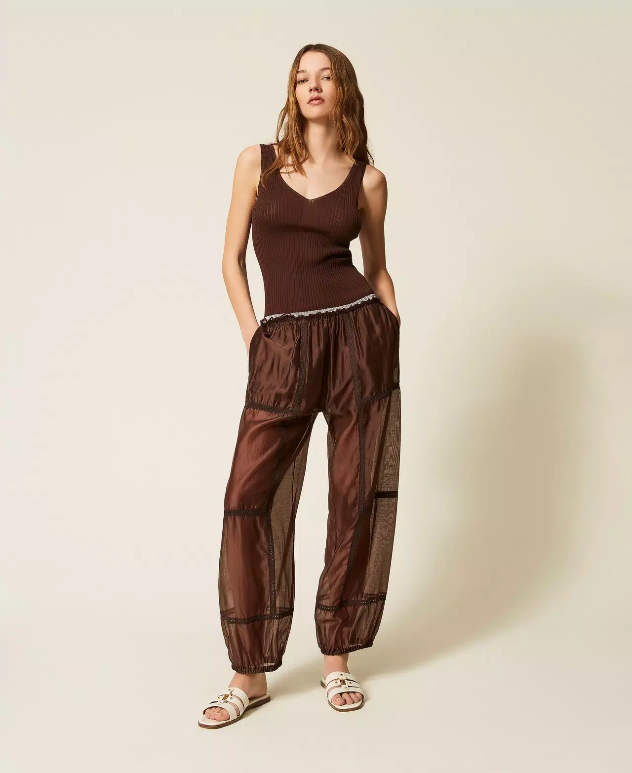 CZEKOLADOWY CIENKI TOP TWINSET
