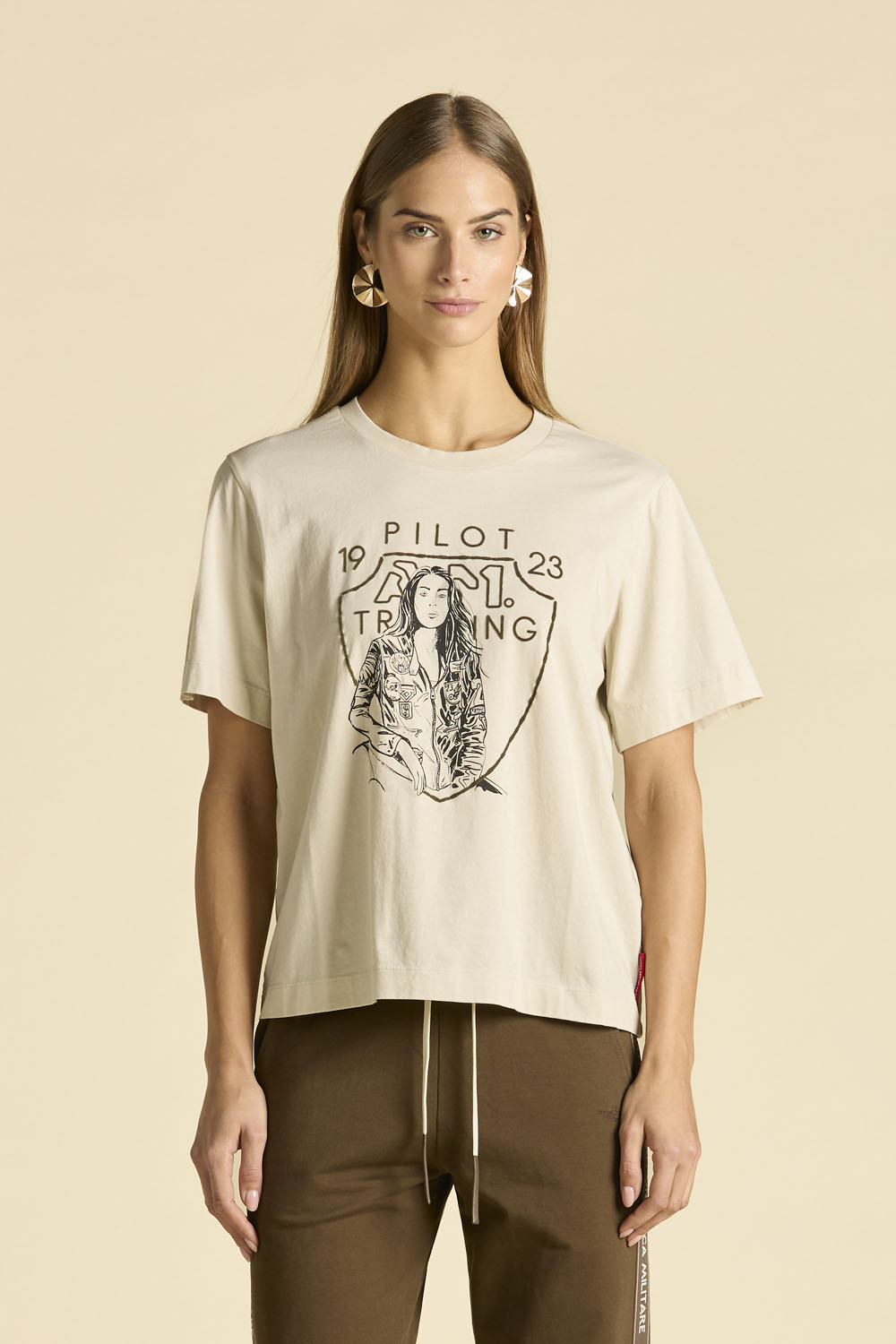 WANILIOWY T-SHIRT Z NADRUKIEM AERONAUTICA MILITARE GDYNIA KLIF
