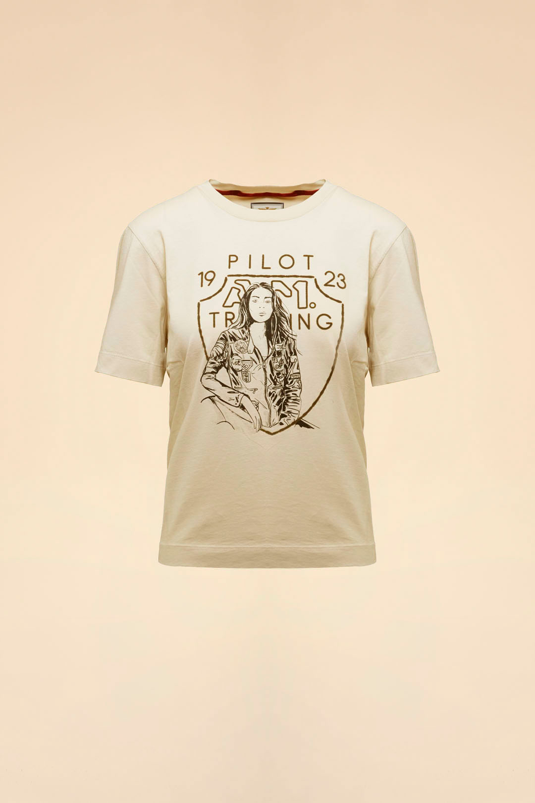 WANILIOWY T-SHIRT Z NADRUKIEM AERONAUTICA MILITARE GDYNIA KLIF