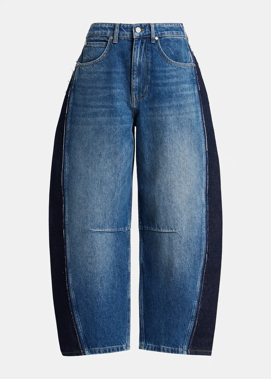 JEANSY BARREL Z ŁĄCZONYCH TKANIN ESSENTIEL ANTWERP