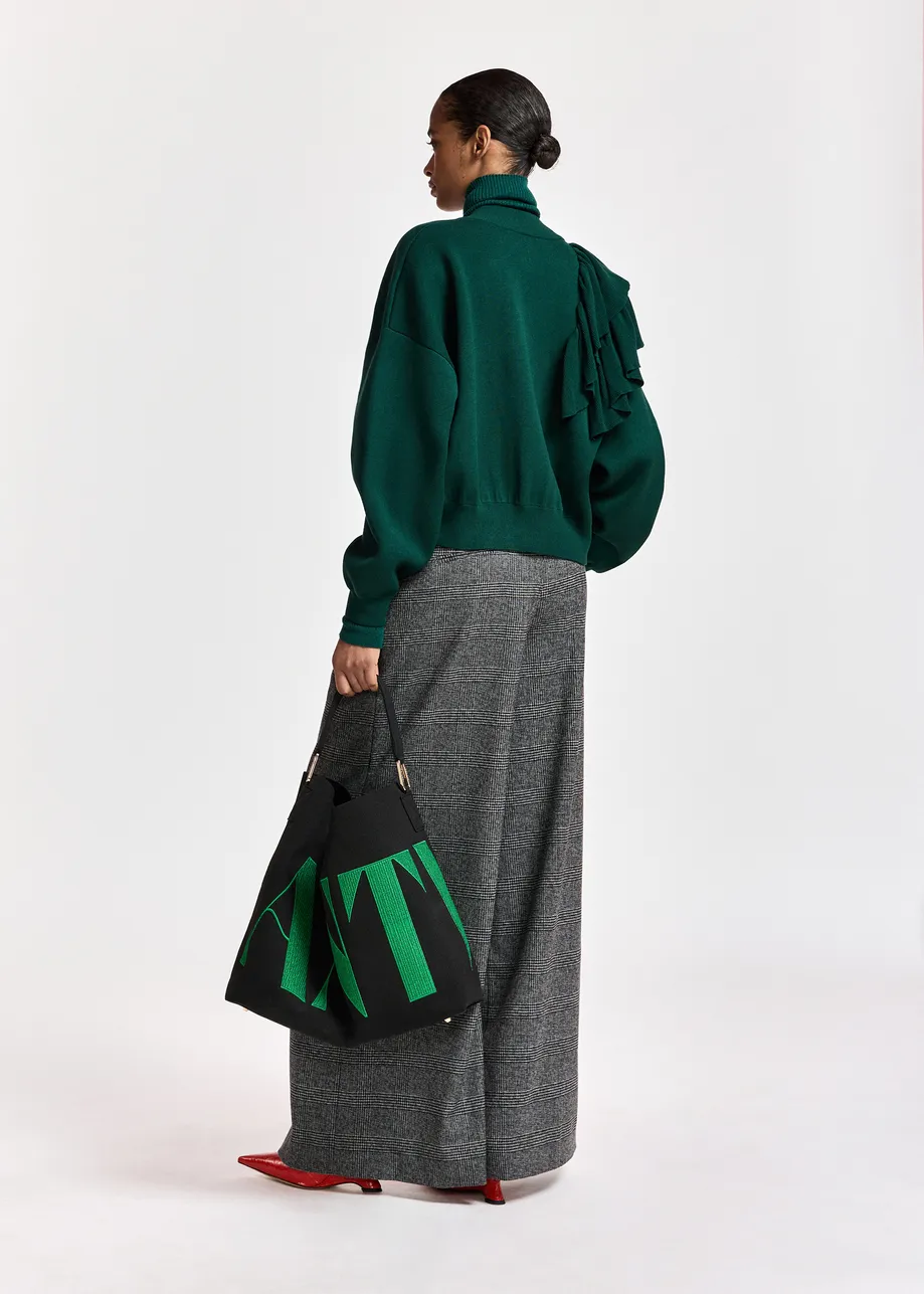BUTELKOWOZIELONA SWETROWA BLUZA ESSENTIEL ANTWERP