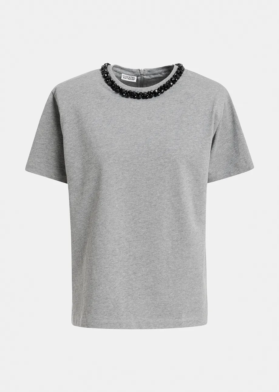 BAWEŁNIANY T-SHIRT Z PODUSZKAMI NA RAMIONACH ESSENTIEL ANTWERP